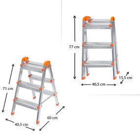 Σκάλα Double Step Perilla μεταλλική 3+3 σκαλοπάτια 71εκ.