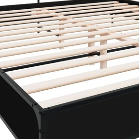 vidaXL Πλαίσιο Κρεβατιού Μαύρο 200x200 εκ. Επεξεργ. Ξύλο/Μέταλλο
