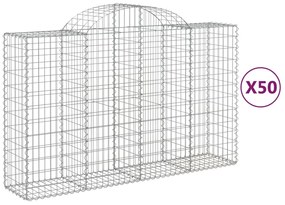 vidaXL Συρματοκιβώτια Τοξωτά 50 τεμ. 200x50x120/140 εκ. Γαλβαν. Ατσάλι