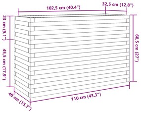 Ζαρντινιέρα Κήπου 110x40x68,5 εκ. από Μασίφ Ξύλο Ψευδοτσούγκας - Καφέ