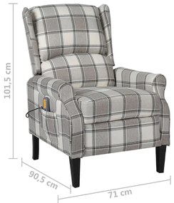 vidaXL Πολυθρόνα Μασάζ Ανακλινόμενη Γκρι Υφασμάτινη