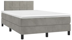 vidaXL Κρεβάτι Boxspring με Στρώμα & LED Αν.Γκρι 120x190εκ. Βελούδινο