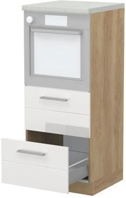 Επιδαπέδιο ντουλάπι φούρνου ψηλό Hudson K14-60-2MB-Δρυς - Λευκό