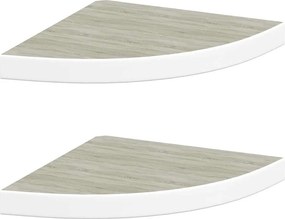 vidaXL Ράφια Τοίχου Γωνιακά 2 τεμ. Δρυς/Λευκό 35x35x3,8 εκ από MDF