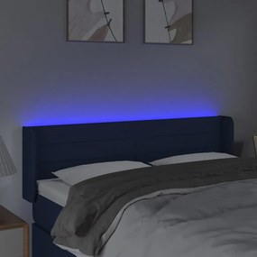 vidaXL Κεφαλάρι Κρεβατιού LED Μπλε 147x16x78/88 εκ. Υφασμάτινο