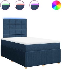 vidaXL Κρεβάτι Boxspring με Στρώμα Μπλε 120x200 εκ. Υφασμάτινο