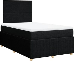 vidaXL Κρεβάτι Boxspring με Στρώμα Μαύρο 120x190 εκ. Υφασμάτινο