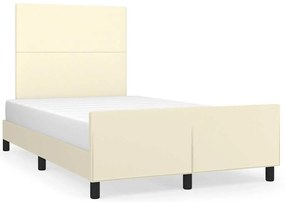 vidaXL Πλαίσιο Κρεβατιού χωρίς στρώμα Κρεμ 120x190 εκ.Συνθ. Δέρμα