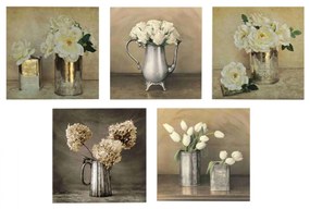 CANVAS FIVE PIECES MDF ROMANTIC FLOWERS  75X0,3X15 cm