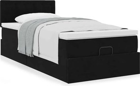 vidaXL Οθωμανικό κρεβάτι με στρώμα Μαύρο 100x200cm Velvet