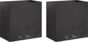 vidaXL Γλάστρα Κήπου 2 τμχ. Μαύρο 50 x 30 x 49 εκ