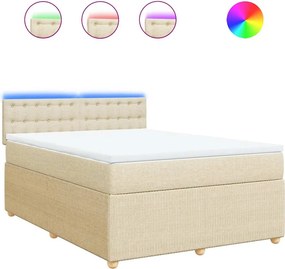 vidaXL Κρεβάτι Boxspring με Στρώμα Κρεμ 140x200 εκ. Υφασμάτινο
