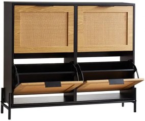 VEVOR Rattan Shoe Storage Cabinet Shoe Storage Organizer with 4 Flip Drawers