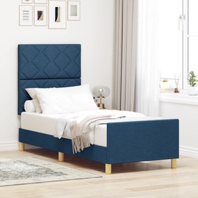 vidaXL Σκελετός Κρεβατιού με κεφαλάρι Μπλε 80 x 200 cm ύφασμα