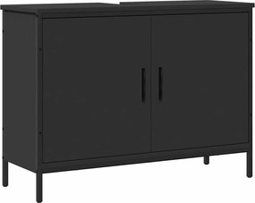 vidaXL Ντουλάπι Νιπτήρα Μπάνιου Μαύρο 80x30x60 εκ. Επεξεργασμένο Ξύλο