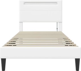 vidaXL Σκελετός Κρεβατιού με κεφαλάρι Λευκό 90 x 190 cm Τεχνητό Δέρμα