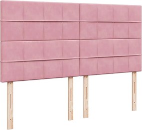 vidaXL Κρεβάτι Boxspring με Στρώμα Ροζ 200x200 εκ. Βελούδινο