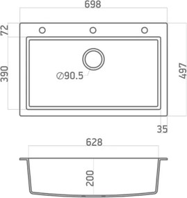 Sanitec Ultra Granite 815 (70x50) - Γρανιτένιος νεροχύτης - Pietra
