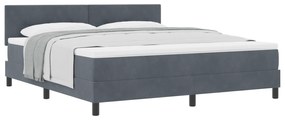 vidaXL κρεβάτι Box Spring με στρώμα  Σκούρο Γκρι Super King Βελούδο