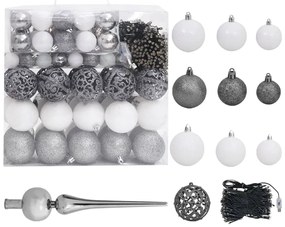 vidaXL Χριστ. Δέντρο Προφωτισμένο Τεχνητό Μπάλες Λευκό 240εκ