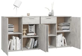 vidaXL Μπουφές Γκρι Σκυροδέματος 160 x 36 x 75 εκ. από Επεξ. Ξύλο