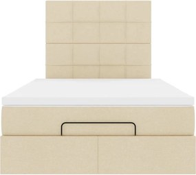 vidaXL Οθωμανικό κρεβάτι με στρώμα Cream 120x200cm ύφασμα
