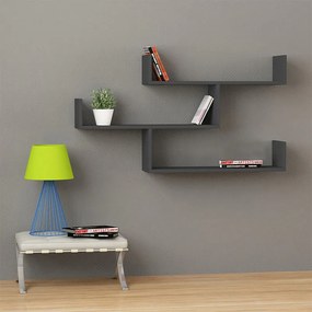 Ραφιέρα τοίχου Tibet Megapap χρώμα ανθρακί 119x22x66εκ.