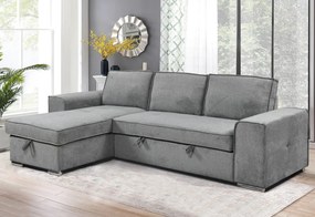 Merano γωνιακός καναπές κρεβάτι με αποθηκευτικό χώρο 272x164εκ. Ανοιχτό Γκρι με αναστρέψιμη γωνία