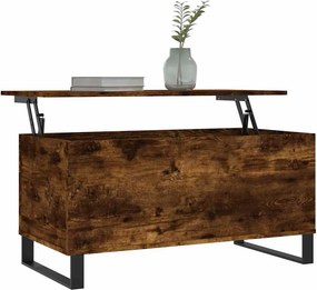 vidaXL Τραπεζάκι Σαλονιού Καπνιστή Δρυς 90x44,5x45 εκ. Επεξ. Ξύλο