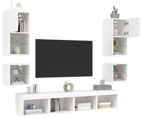 vidaXL Έπιπλα Τοίχου Τηλεόρασης 8 τεμ LED Λευκά από Επεξεργασμένο Ξύλο