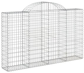 vidaXL Συρματοκιβώτια Τοξωτά 2 τεμ. 200x30x120/140 εκ. Γαλβαν. Ατσάλι