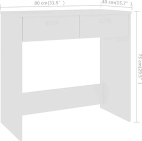 vidaXL Γραφείο Λευκό 80 x 40 x 75 εκ. από Επεξ. Ξύλο