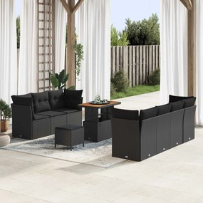 vidaXL Σετ Καναπέ Κήπου 10 pcs Μαύρο συνθετικό ρατάν