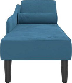 vidaXL Ανάκλιντρο Μπλε Υφασμάτινο με Βελούδινο