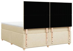 Κρεβάτι Boxspring με Στρώμα Κρεμ 200x200 εκ. Υφασμάτινο - Κρεμ