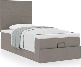 vidaXL Οθωμανικό κρεβάτι με στρώμα Taupe 90x200cm ύφασμα