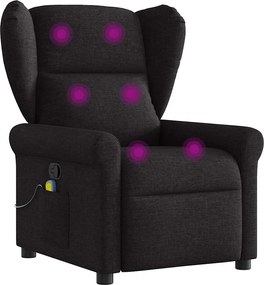 vidaXL Πολυθρόνα Μασάζ Ανακλινόμενη Μαύρη Υφασμάτινη