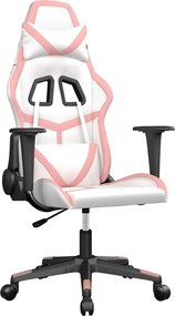 vidaXL Καρέκλα Gaming Λευκό και Ροζ από Συνθετικό Δέρμα