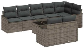 vidaXL Σετ Καναπέ Κήπου με μαξιλάρι 9 pcs Γκρι Πολυ ράταν