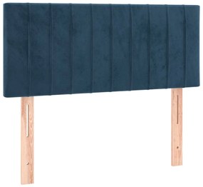 Κρεβάτι Boxspring με Στρώμα Σκούρο Μπλε 90x190 εκ. Βελούδινο - Μπλε