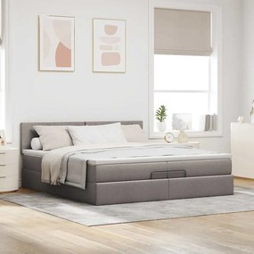 vidaXL Οθωμανικό κρεβάτι με στρώμα Taupe 200x200 cm Ύφασμα