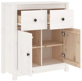 vidaXL Συρταριέρα Λευκή 70 x 35 x 80 εκ. από Μασίφ Ξύλο Πεύκου