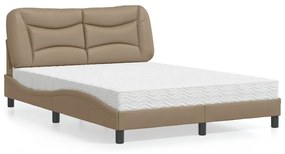 Κρεβάτι με Στρώμα Καπουτσίνο 120x200 εκ. από Συνθετικό Δέρμα - Καφέ