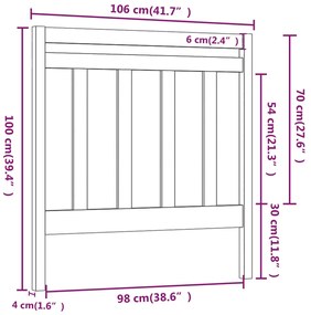 vidaXL Κεφαλάρι Κρεβατιού 106 x 4 x 100 εκ. από Μασίφ Ξύλο Πεύκου