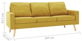 Καναπές Τριθέσιος Κίτρινος Υφασμάτινος - Κίτρινο