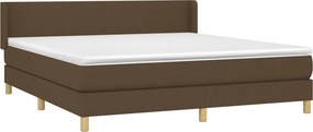vidaXL Κρεβάτι Boxspring με Στρώμα Σκούρο Καφέ 180x200 εκ Υφασμάτινο