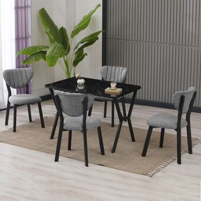 Extendable Dining Table &amp; Chairs Set (5 Pieces) Elma - Grey, Black Grey
Black