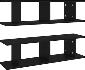 vidaXL Ραφιέρες Τοίχου 2 τεμ. Μαύρες 75 x 18 x 20 εκ. Επεξεργ. Ξύλο