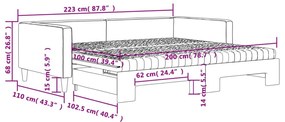 Καναπές Κρεβάτι Συρόμενος Κρεμ 100x200 εκ. Υφασμάτινος Στρώματα - Κρεμ