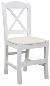 Chair solid oak white with PU seat Rio crossed